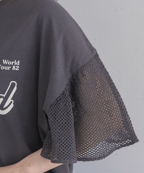 RETRO GIRL(レトロガール)の「袖メッシュ切替TEE(Tシャツ/カットソー・レディース・チャコールグレー/イエロー/ホワイト系その他・FREE)」の7枚目の写真