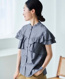 le.coeur blanc | ダンガリーフリルブラウス(シャツ/ブラウス)