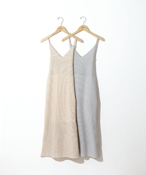 flower(フラワー)の「ブリージーチェックワンピース(ワンピース・レディース・ブルー/ベージュ・FREE)」の3枚目の写真