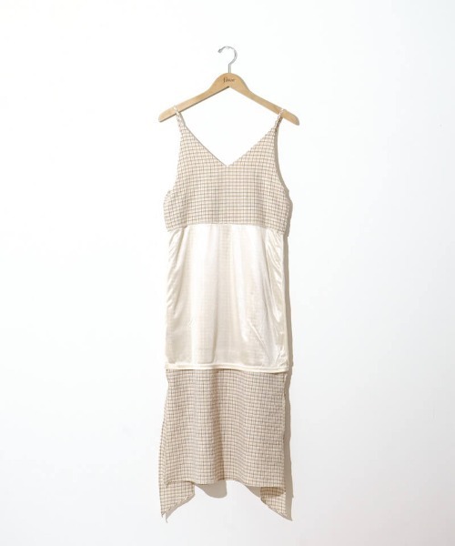 flower(フラワー)の「ブリージーチェックワンピース(ワンピース・レディース・ブルー/ベージュ・FREE)」の4枚目の写真