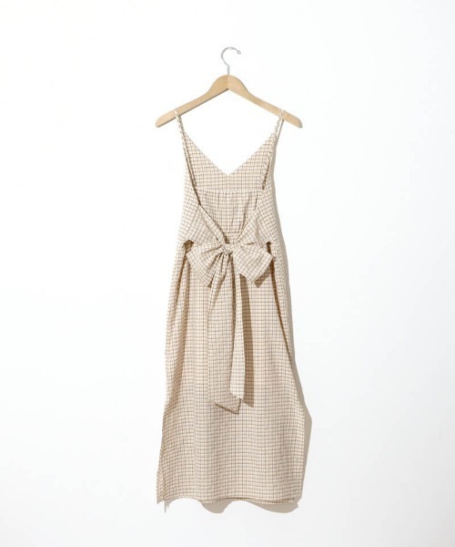 flower(フラワー)の「ブリージーチェックワンピース(ワンピース・レディース・ブルー/ベージュ・FREE)」の5枚目の写真