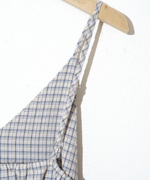 flower(フラワー)の「ブリージーチェックワンピース(ワンピース・レディース・ブルー/ベージュ・FREE)」の18枚目の写真