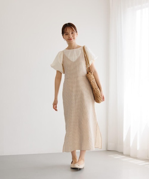 flower(フラワー)の「ブリージーチェックワンピース(ワンピース・レディース・ブルー/ベージュ・FREE)」の22枚目の写真
