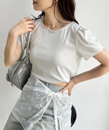 ハートパターンメッシュTシャツ