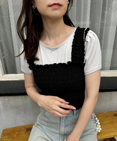 NKNIT メッシュハートニットシャツ　ブラック 2024春夏NKNIT メッシュハートニットT-shirt