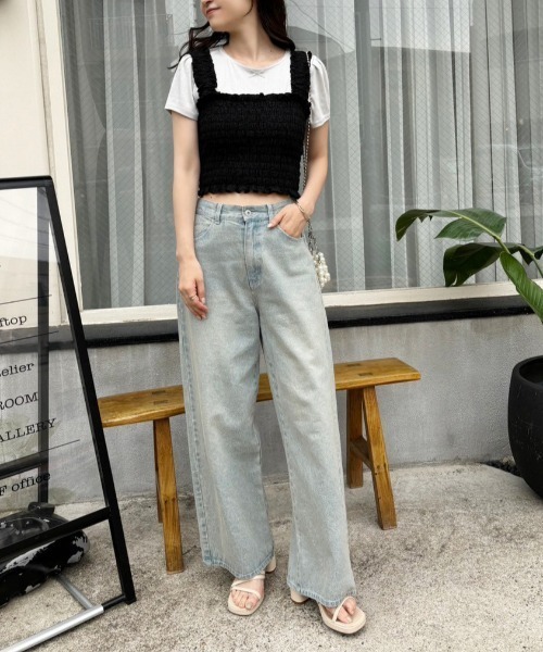 one after another NICE CLAUP(ワンアフターアナザーナイスクラップ)の「ハートパターンメッシュTシャツ(Tシャツ/カットソー・レディース・オフホワイト/グレー/ブラック/ピンク・FREE)」の15枚目の写真