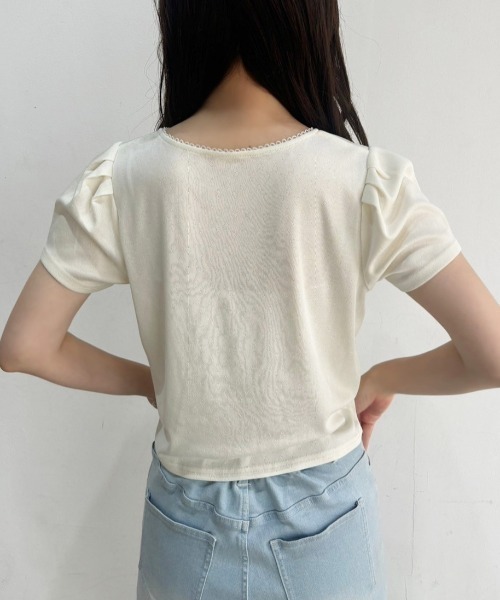 one after another NICE CLAUP(ワンアフターアナザーナイスクラップ)の「ハートパターンメッシュTシャツ(Tシャツ/カットソー・レディース・オフホワイト/グレー/ブラック/ピンク・FREE)」の21枚目の写真