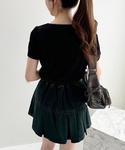 one after another NICE CLAUP(ワンアフターアナザーナイスクラップ)の「ハートパターンメッシュTシャツ(Tシャツ/カットソー・レディース・オフホワイト/グレー/ブラック/ピンク・FREE)」の17枚目の写真