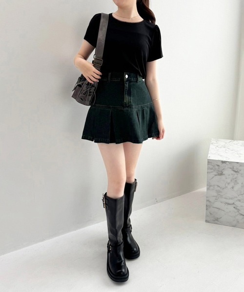 one after another NICE CLAUP(ワンアフターアナザーナイスクラップ)の「ハートパターンメッシュTシャツ(Tシャツ/カットソー・レディース・オフホワイト/グレー/ブラック/ピンク・FREE)」の18枚目の写真