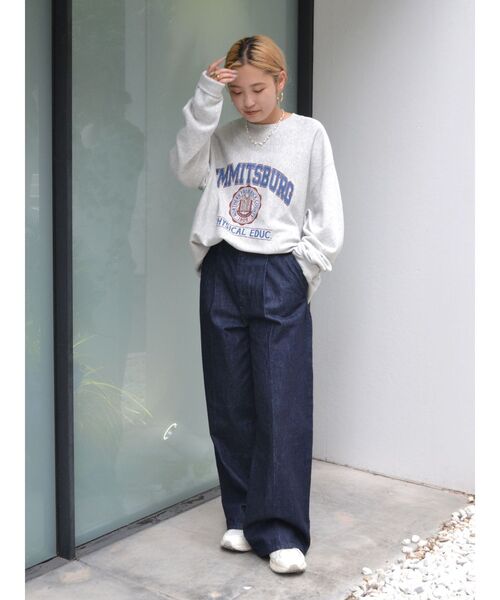 Ungrid（アングリッド）の「【WEB限定】カレッジルーズスウェット（スウェット・レディース・チャコールグレー/グリーン/ピンク/ライトグレー・FREE）」の12枚目の写真