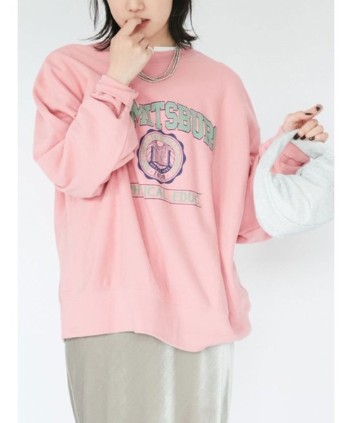 Ungrid（アングリッド）の「【WEB限定】カレッジルーズスウェット（スウェット・レディース・チャコールグレー/グリーン/ピンク/ライトグレー・FREE）」の4枚目の写真