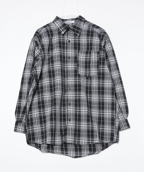 Figments（フィグメンツ）の「ビジューチェックシャツ（シャツ/ブラウス・レディース・ブラック系1・FREE）」の9枚目の写真