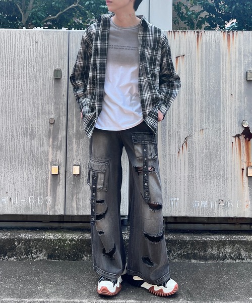 Figments（フィグメンツ）の「ビジューチェックシャツ（シャツ/ブラウス・レディース・ブラック系1・FREE）」の8枚目の写真