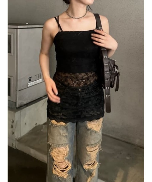SLY（スライ）の「LACE CAMI TOPS レース キャミ トップス（キャミソール・レディース・ホワイト/ブラック・FREE）」の9枚目の写真