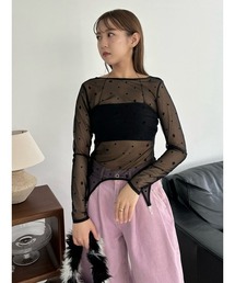 【LILY BROWN Lingerie】シアーフロッキートップス×バンドゥセット