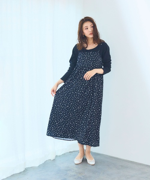 CROSS FUNCTION（クロスファンクション）の「《洗える/シワになりにくい》プリントキャミソールワンピース【CF/クロスファンクション】（ワンピース・レディース・ブラック系その他/ブラック系その他2・AM/AL/M/L）」の3枚目の写真