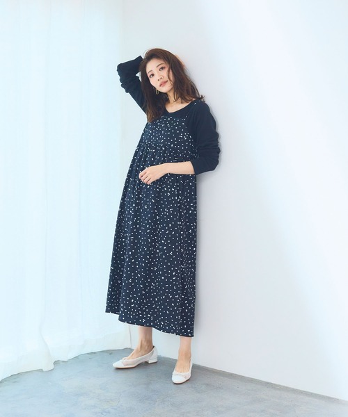 CROSS FUNCTION（クロスファンクション）の「《洗える/シワになりにくい》プリントキャミソールワンピース【CF/クロスファンクション】（ワンピース・レディース・ブラック系その他/ブラック系その他2・AM/AL/M/L）」の6枚目の写真