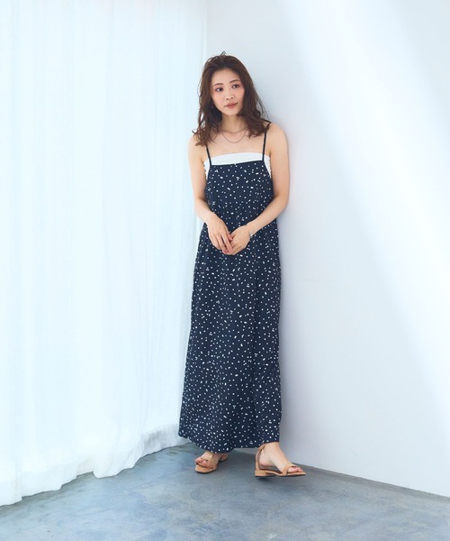 CROSS FUNCTION（クロスファンクション）の「《洗える/シワになりにくい》プリントキャミソールワンピース【CF/クロスファンクション】（ワンピース・レディース・ブラック系その他/ブラック系その他2・AM/AL/M/L）」の10枚目の写真