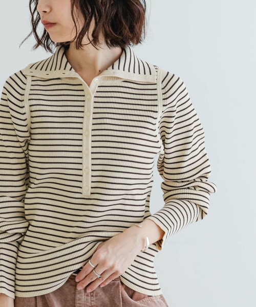 URBAN RESEARCH（アーバンリサーチ）の「2WAYタートルリブニット（ニット/セーター・レディース・ブラウン/ホワイト系その他/グレー系その他・FREE）」の4枚目の写真