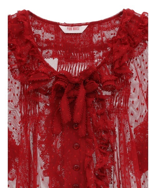 ポルカドットチュールブラウス