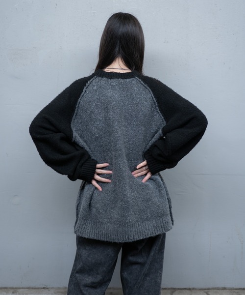 INTER FACTORY（インターファクトリー）の「しの - ラグランスリーブシャギーニット / Raglan Sleeve Shaggy Knit　made in INTER FACTORY（ニット/セーター・メンズ・グレー/チャコールグレー・SMALL/MEDIUM/LARGE）」の10枚目の写真