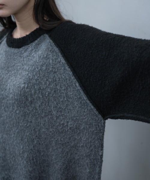 INTER FACTORY（インターファクトリー）の「しの - ラグランスリーブシャギーニット / Raglan Sleeve Shaggy Knit　made in INTER FACTORY（ニット/セーター・メンズ・グレー/チャコールグレー・SMALL/MEDIUM/LARGE）」の21枚目の写真