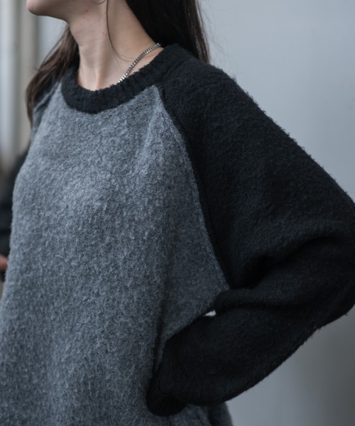 INTER FACTORY（インターファクトリー）の「しの - ラグランスリーブシャギーニット / Raglan Sleeve Shaggy Knit　made in INTER FACTORY（ニット/セーター・メンズ・グレー/チャコールグレー・SMALL/MEDIUM/LARGE）」の22枚目の写真