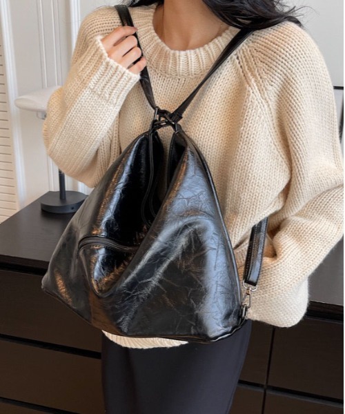 gossip!ロサンゼルス(ゴシップロサンゼルス)の「2WAYワンハンドルミニポケショルダー / トートバッグ/A4収納可能(ショルダーバッグ・レディース・シルバー/ブラック/オフホワイト/ブラウン・FREE)」の11枚目の写真