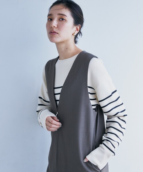 THE SHOP TK （ザ ショップ ティーケー ）の「◆【ワンピースにジレにスタイル変化】フロントZIPジャスカ/洗える（ワンピース・レディース・スミクロ/ブラウン系その他/ブラック系1・12/13）」の7枚目の写真