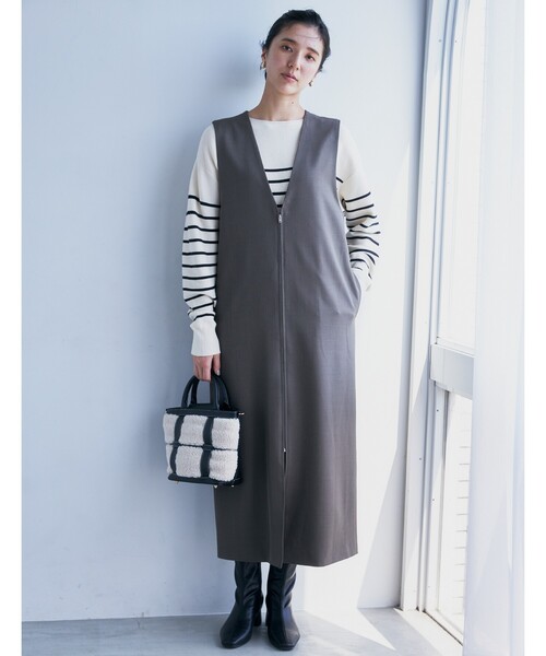 THE SHOP TK （ザ ショップ ティーケー ）の「◆【ワンピースにジレにスタイル変化】フロントZIPジャスカ/洗える（ワンピース・レディース・スミクロ/ブラウン系その他/ブラック系1・12/13）」の8枚目の写真