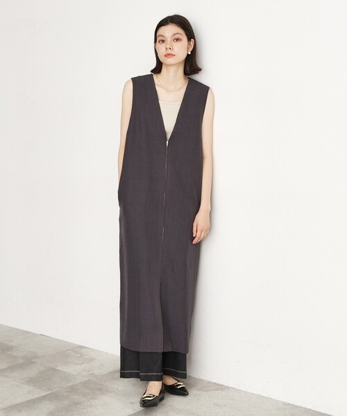 THE SHOP TK （ザ ショップ ティーケー ）の「◆【ワンピースにジレにスタイル変化】フロントZIPジャスカ/洗える（ワンピース・レディース・スミクロ/ブラウン系その他/ブラック系1・12/13）」の4枚目の写真