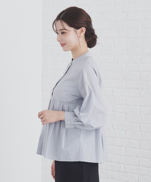 index(インデックス)の「◆ラメラインペプラムブラウス【洗濯機洗い可/イージーアイロン/防シワ】(シャツ/ブラウス・レディース・ベージュ系その他6/ホワイト系5/グレー系2/サックスブルー系2・40/38/42/36)」の10枚目の写真