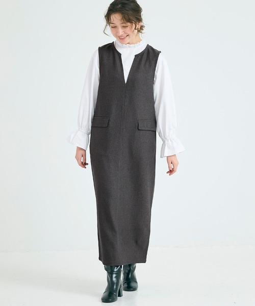 coca（coca）（コカ）の「ウーリッシュツイル ジャンパースカート（ジャンパースカート・レディース・ブラック/チャコール・M/L）」の2枚目の写真