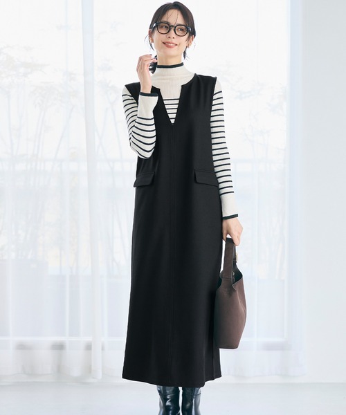 coca（coca）（コカ）の「エンボス加工Vネックワンピース（ジャンパー