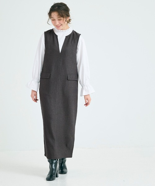 coca（coca）（コカ）の「ウーリッシュツイル ジャンパースカート（ジャンパースカート・レディース・ブラック/チャコール・M/L）」の3枚目の写真