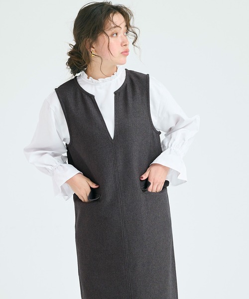 coca（coca）（コカ）の「ウーリッシュツイル ジャンパースカート（ジャンパースカート・レディース・ブラック/チャコール・M/L）」の6枚目の写真