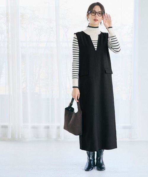 coca（coca）（コカ）の「ウーリッシュツイル ジャンパースカート（ジャンパースカート・レディース・ブラック/チャコール・M/L）」の9枚目の写真