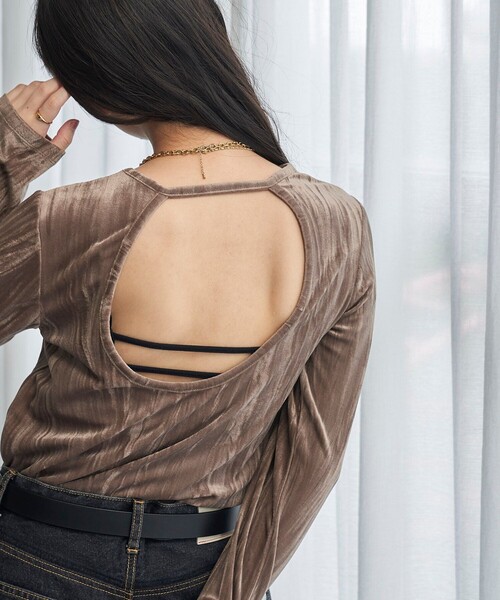 girlish クララトップス　ブラック　完売品　ベロア素材 2way Velor Top