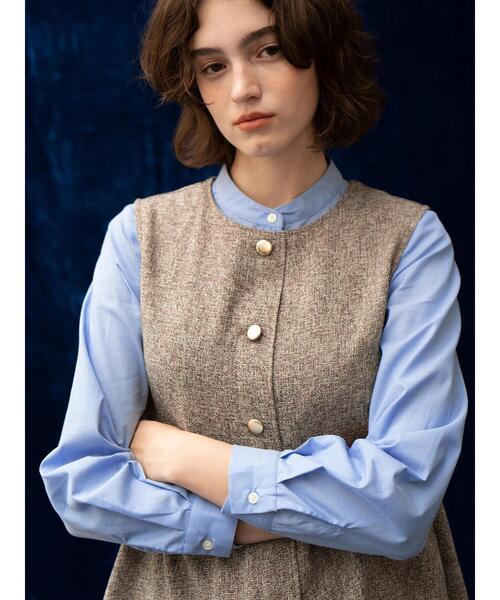 Te chichi TERRASSE（テチチテラス）の「【セットアップ可】ツイードメタルボタンペプラムベスト（ベスト・レディース・ブラウン/グレー/ブラック・F）」の9枚目の写真