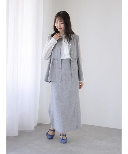 Te chichi TERRASSE（テチチテラス）の「【セットアップ可】ツイードメタルボタンペプラムベスト（ベスト・レディース・ブラウン/グレー/ブラック・F）」の11枚目の写真