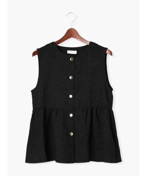 Te chichi TERRASSE（テチチテラス）の「【セットアップ可】ツイードメタルボタンペプラムベスト（ベスト・レディース・ブラウン/グレー/ブラック・F）」の6枚目の写真