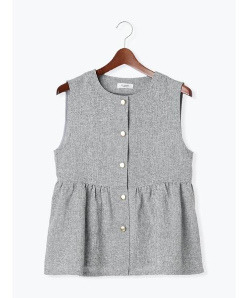 Te chichi TERRASSE（テチチテラス）の「【セットアップ可】ツイードメタルボタンペプラムベスト（ベスト・レディース・ブラウン/グレー/ブラック・F）」の14枚目の写真