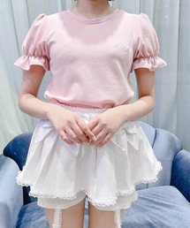 【大幅値下げ】lilLilly リルリリー ジャガード パフスリーブ トップス lilLilly（リルリリー）の「ロゴパフスリーブトップス（Tシャツ