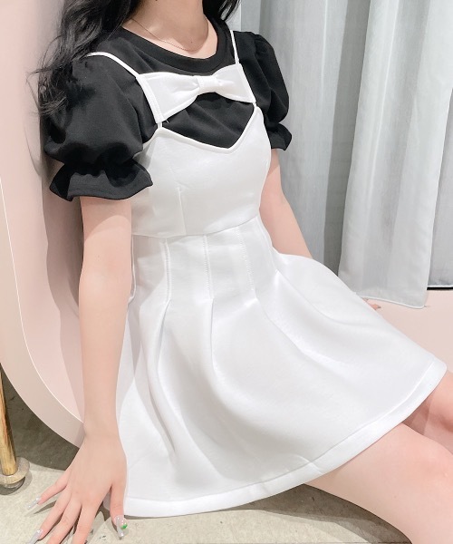 lilLilly リルリリー トップス 半袖 カットソー ホワイト lilLilly（リルリリー）の「ロゴパフスリーブトップス（Tシャツ
