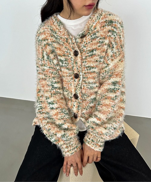 【セール】【ハンドウォッシャブル】MIXネップクルーカーディガン（カーディガン/ボレロ）｜feepur by saya（フェピュールバイサヤ）