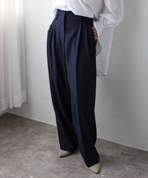 Bonjour Sagan（ボンジュールサガン）の「ツータックハイウエストパンツ（その他パンツ・レディース・ブラック/ブラウン/ネイビー/ライトベージュ/グレー・FREE/S/M/L）」の5枚目の写真