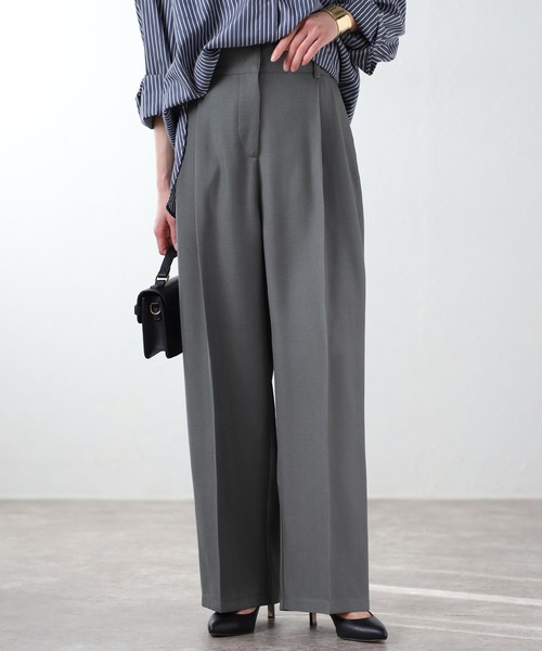 Bonjour Sagan（ボンジュールサガン）の「ツータックハイウエストパンツ（その他パンツ・レディース・ブラック/ブラウン/ネイビー/ライトベージュ/グレー・FREE/S/M/L）」の2枚目の写真