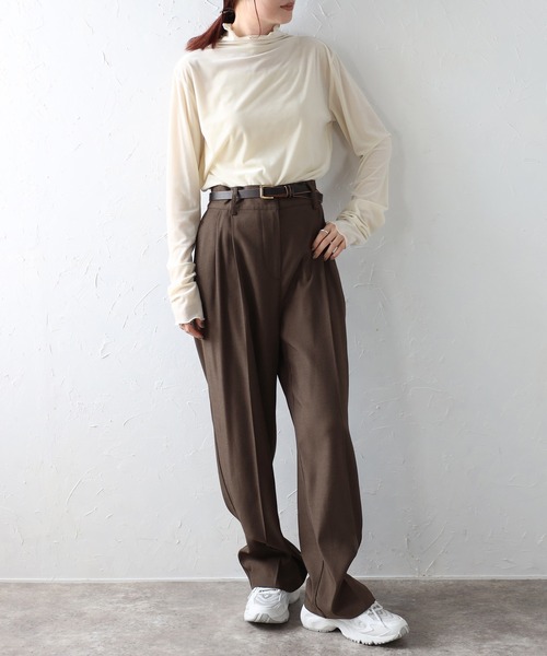 ピュアルセシン　ベルト付きタックパンツ　ベージュ　フリーサイズ PUAL CE CIN(ピュアルセシン)公式通販サイト | PAL CLOSET(パル