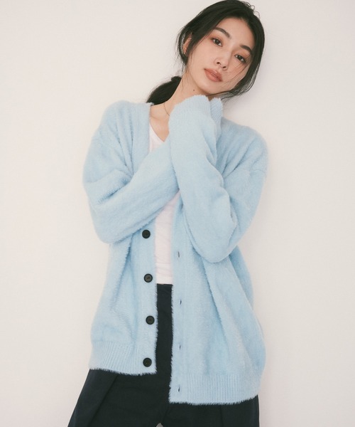 GUILTY PARTIES ブルー カーディガンM美品 セール】SHORT SHAGGY BIG CARDIGAN（カーディガン/ボレロ）｜BLUE