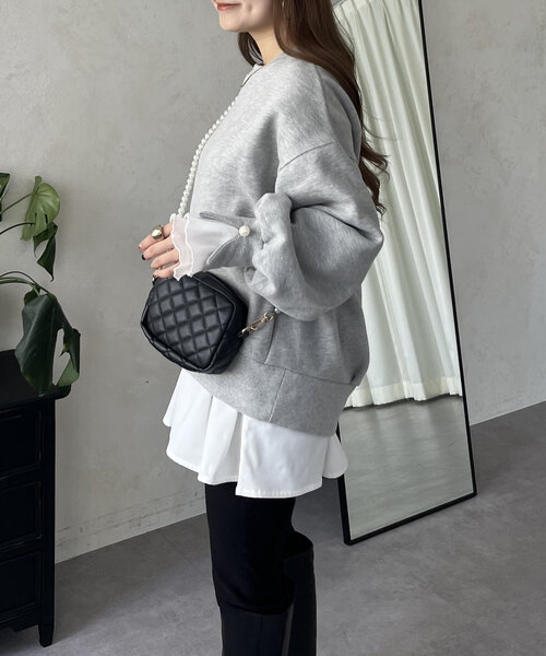 prose verse（プロズヴェール）の「パール付きプリーツフリルスリーブ裏起毛スウェット（Tシャツ/カットソー・レディース・ブラック/グレー/ピンク・MEDIUM）」の8枚目の写真